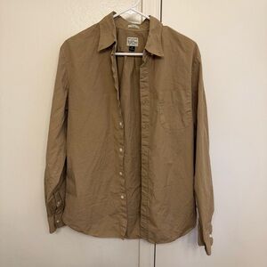 J. Crew Slim Fit Button Down Shirt Brown Women’s Medium Cotton Long Sleeve